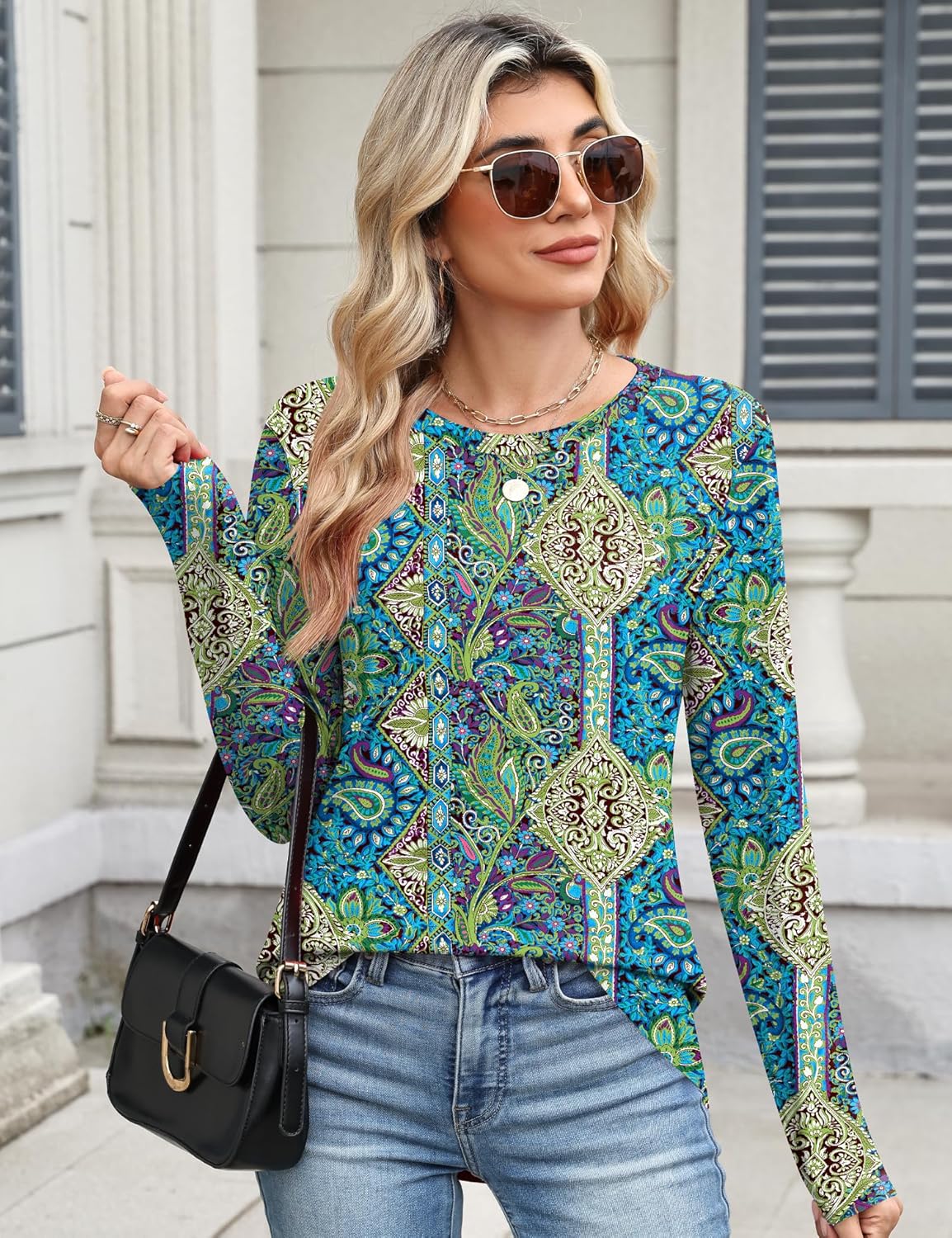 TCOT Women Long Sleeve Crew Neck Tee Tops Trendy Casual Dressy Blouses Spring Clothes Pullover Shirts - Image 5