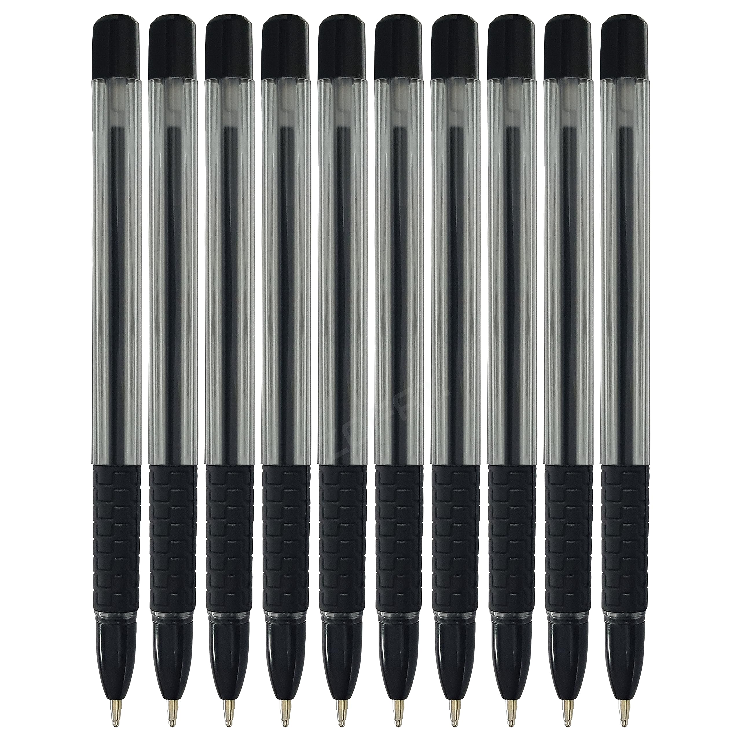 MyStar Ballpoint Pens, BLACK, Medium Point (1.0mm), Pack of 20, Soft Rubber Grip, Smooth Ball Pens, Perfect for School Office Home Business Hospital Use, iZOFAX