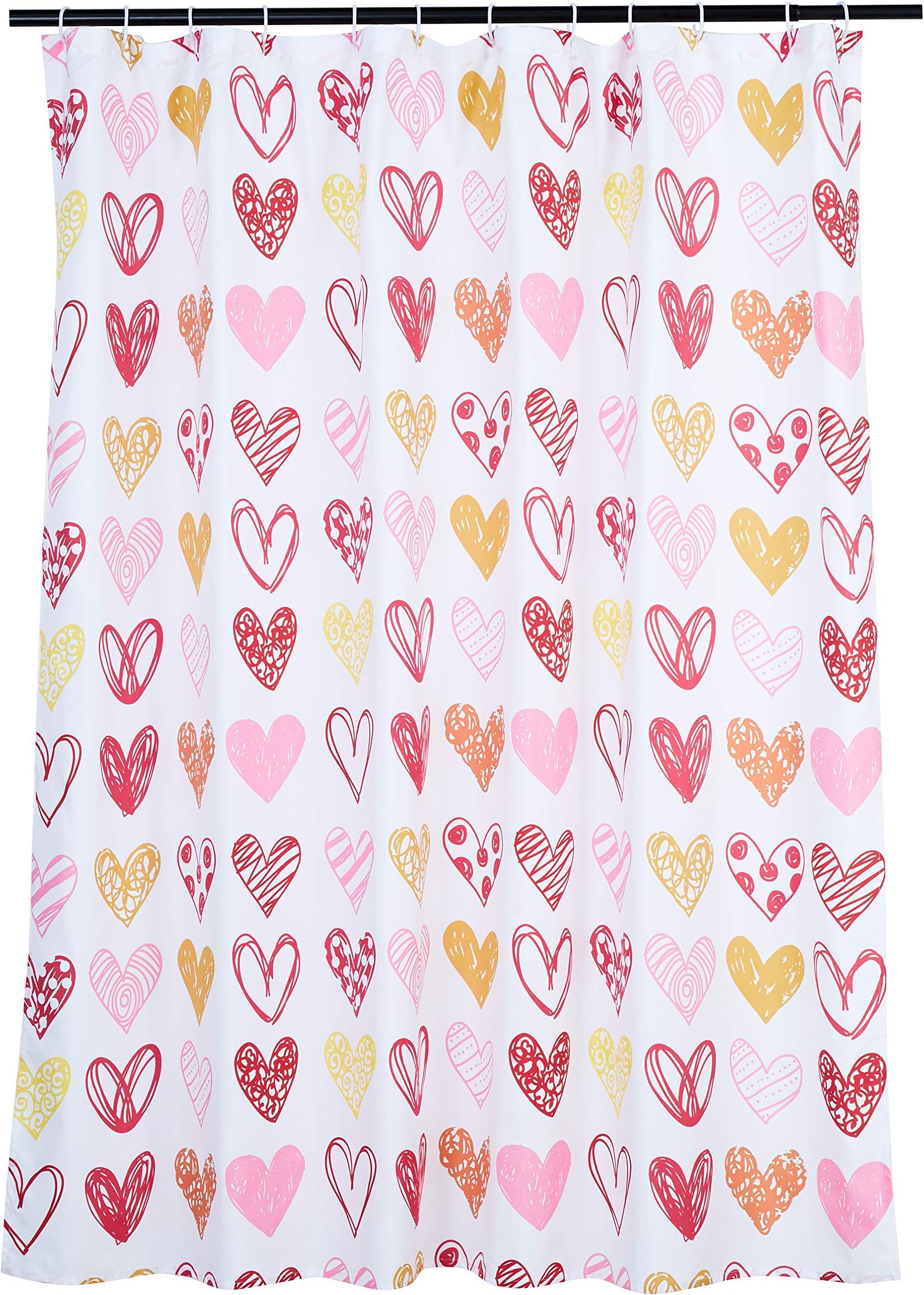 Amazon Basics Fun and Playful Sweetheart Printed Pattern Kids Microfiber Bathroom Shower Curtain - Sweetheart, 72 Inch