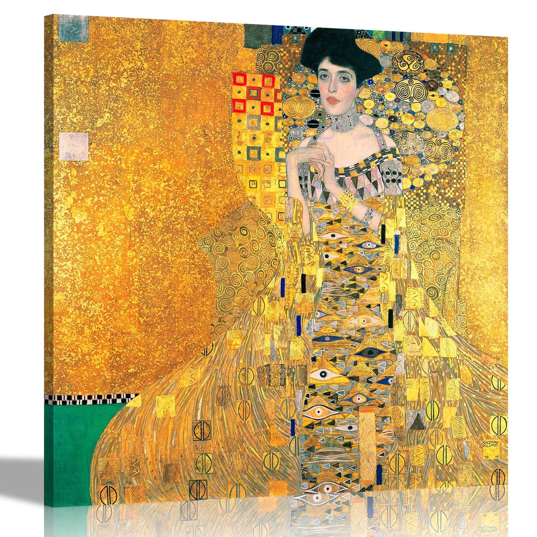 Artley Prints Yellow Portrait Of Adele Bloch-Bauer I By Gustav Klimt Canvas Prints Wall Art Pictures Modern Framed Wrapped Artwork 51 X 51Cm (20 X 20 Inches)