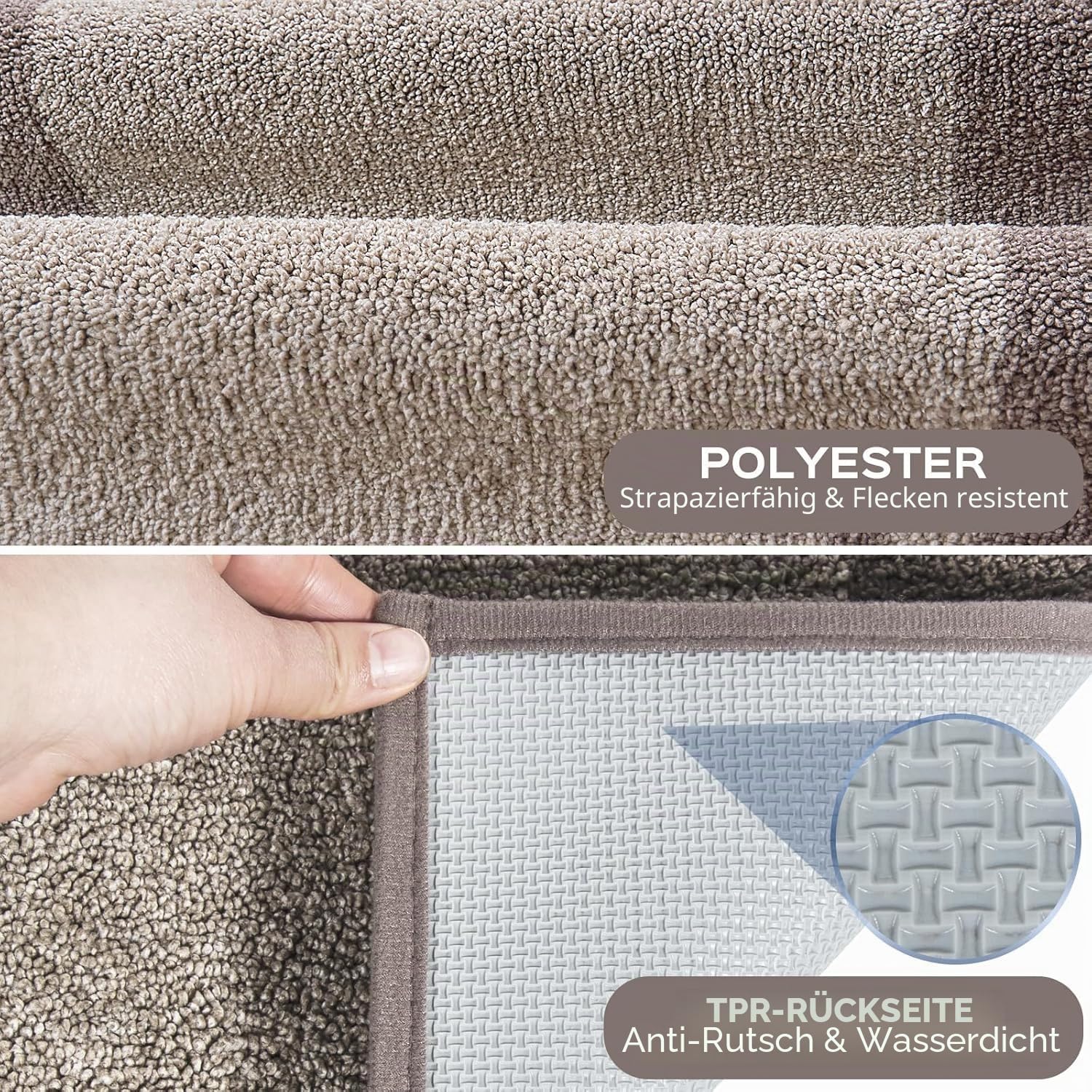Waschbar Teppich Läufer 80 x 213 cm, Eingangsteppich, rutschfeste Fussmatte für Küche, Schlafzimmer, Flur, (Rollenverpackung)