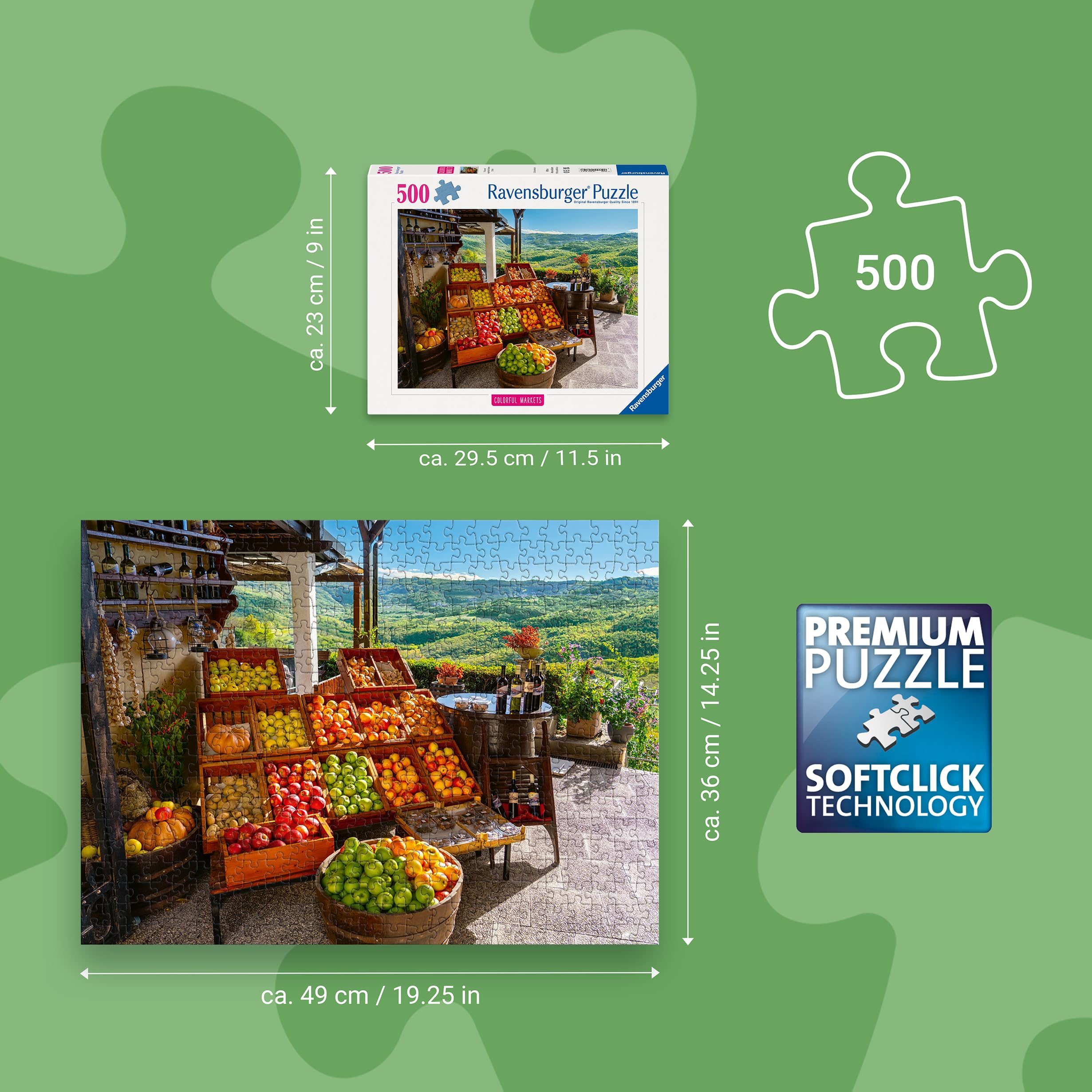 Ravensburger 500 Piece Jigsaw Puzzle - Fruit & Veg Market Croatia, Multicolor, 29.5 x 23.1 x 3.7 cm - Image 4