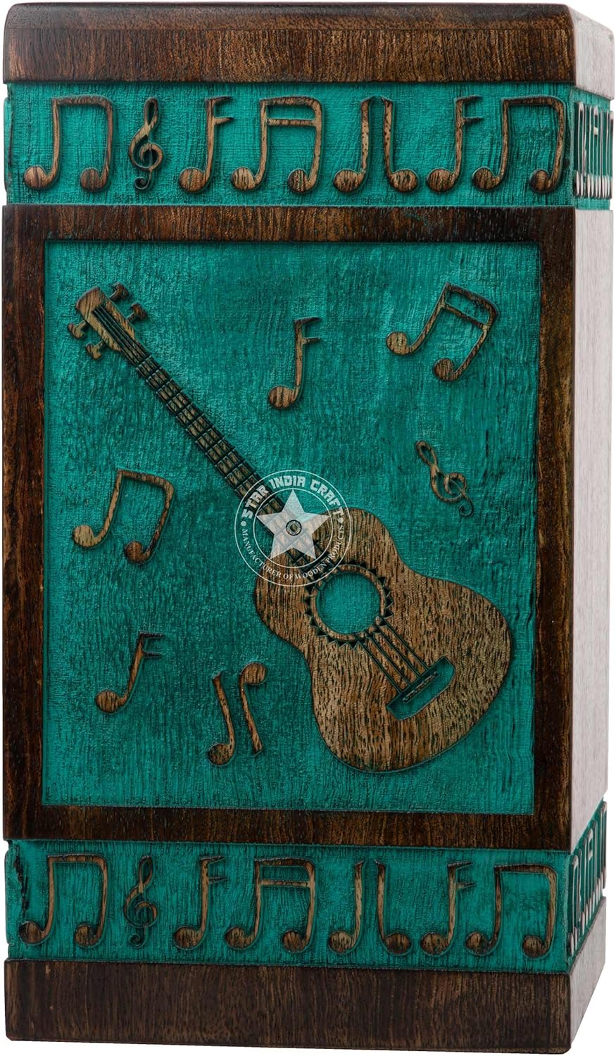 INTAJ Cremation Urns for Ashes Medium Male Female Wooden Guitar Urns Box for Ashes and Casket for Men Women Child, Pets Cat Dog Urn Burial Funeral Memorial Urns for Ashes Holds up to 20 lbs