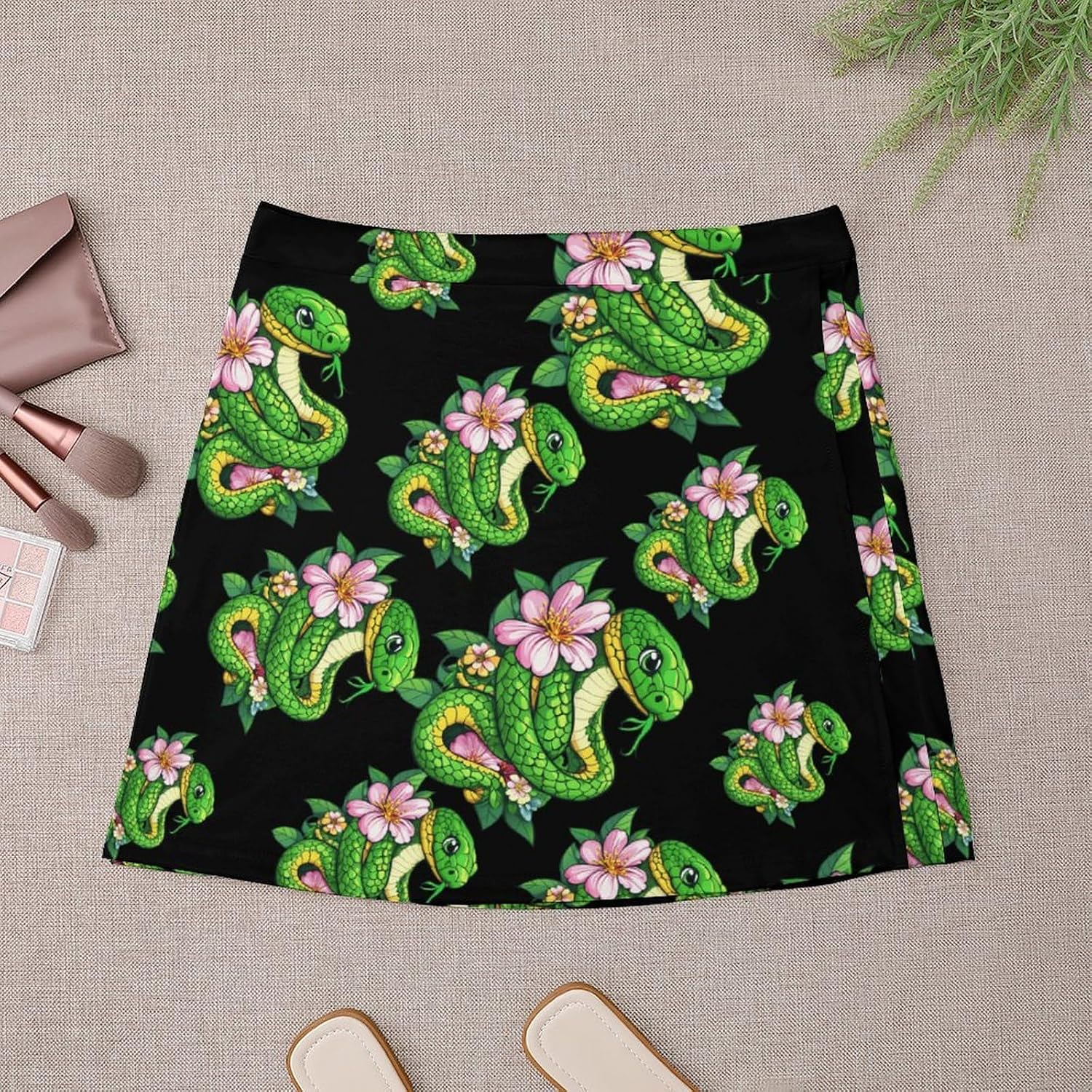 Snake Flowers Skorts for Women Mini A-line Skirt Casual Tennis Golf Short Skirts