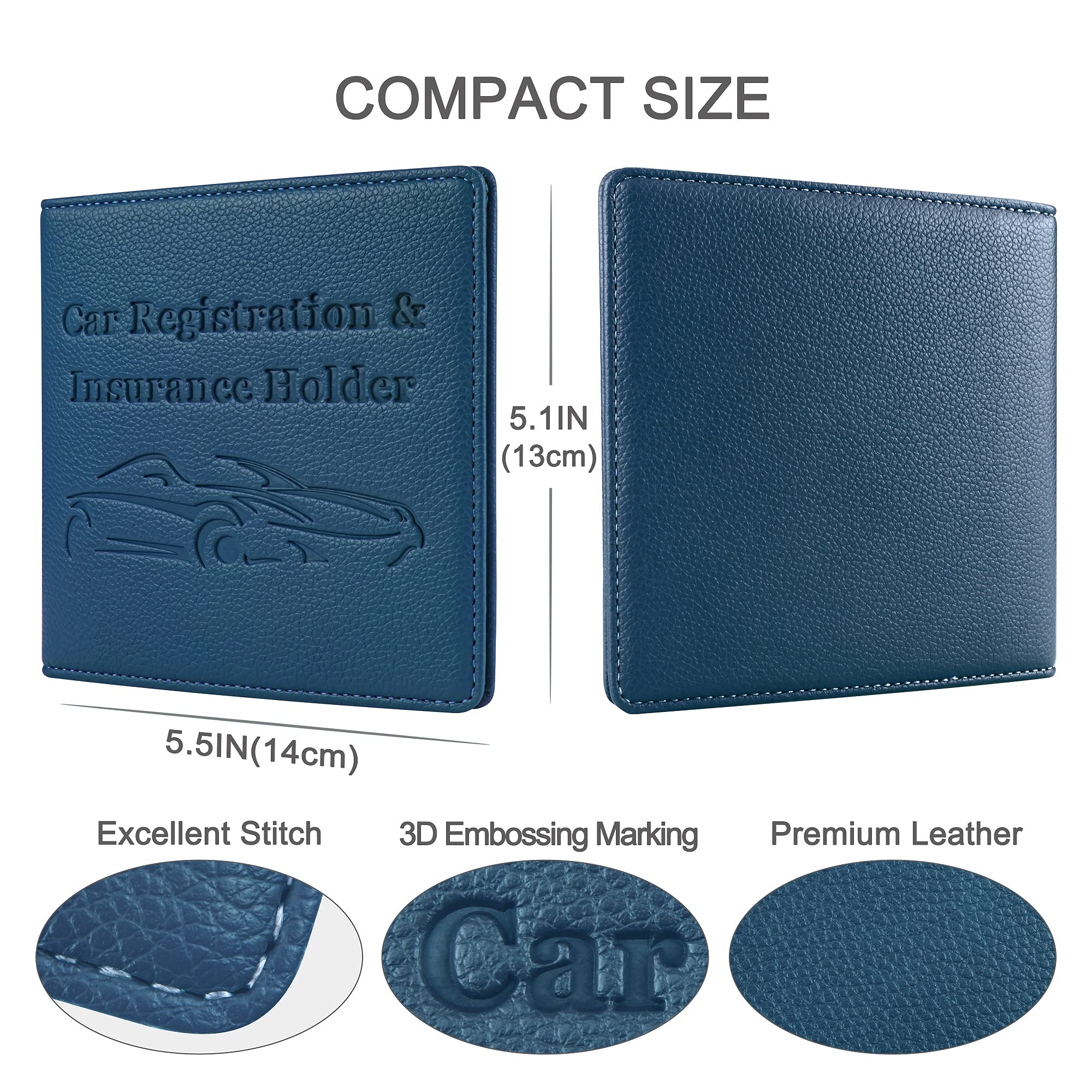 Car Registration and Insurance Holder Premium PU Leather Vehicle Glove Box Car Organizer Men Women Wallet Accessories Case — view 5