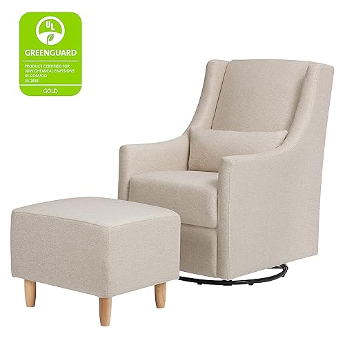 Miniatura 4 de Babyletto Toco - Planeador giratorio tapizado y otomana estacionaria en boucle negro y blanco certificado Greenguard Gold y CertiPUR-US Boucle