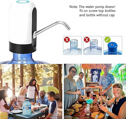 Miniatura 8 de Dispensador de agua para botella de 5 galones, dispensador de agua inalámbrico USB para niños, dispensador de agua portátil de 5 galones,