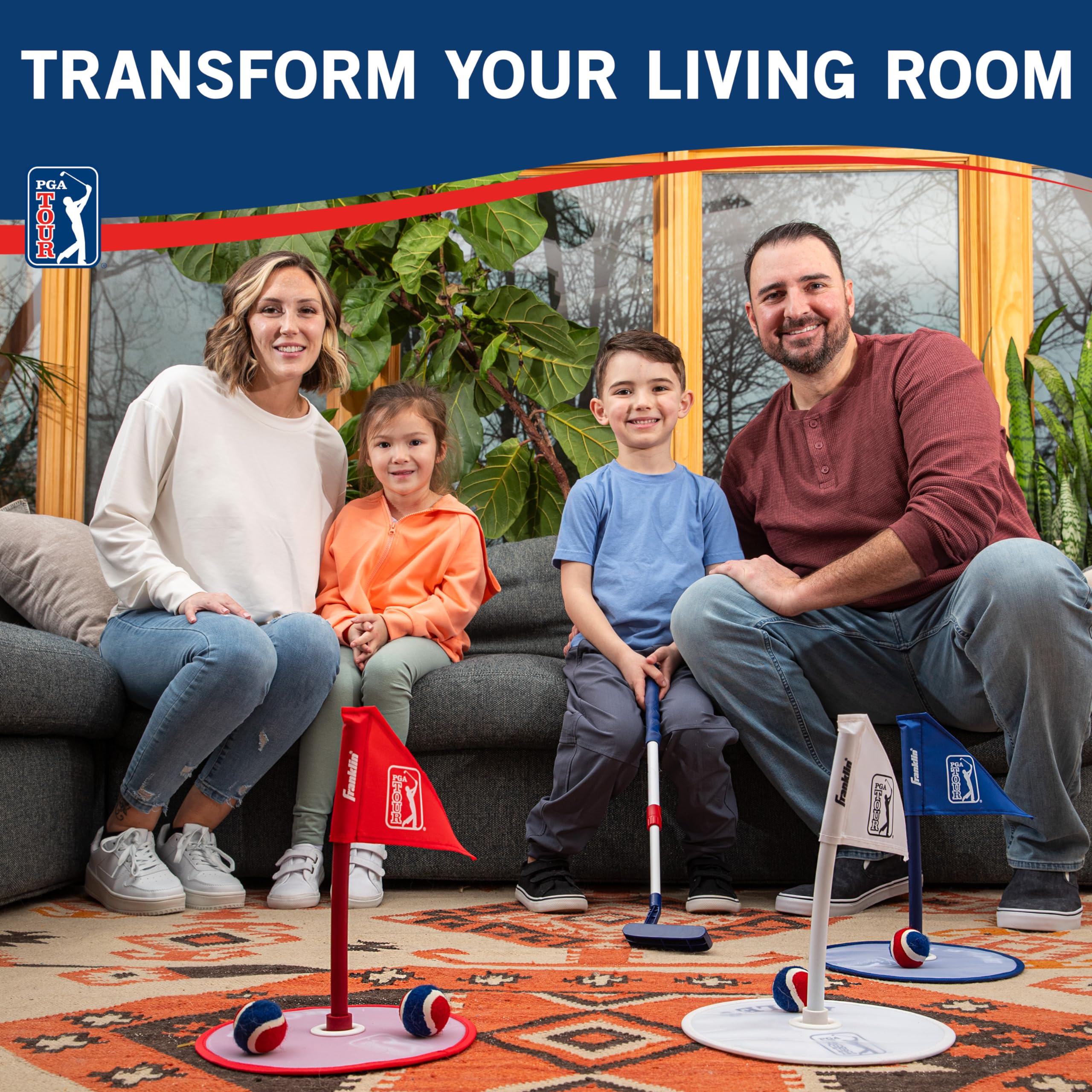 Franklin Sports Kids Indoor Mini Golf Set - PGA Tour Putt N' Stick Mini Golf Set for Boys + Girls - Toy Indoor Mini Golf Game for Kids - Perfect Youth Golf Set for Ages 3+ - Putter, Balls + Holes Set - Image 9