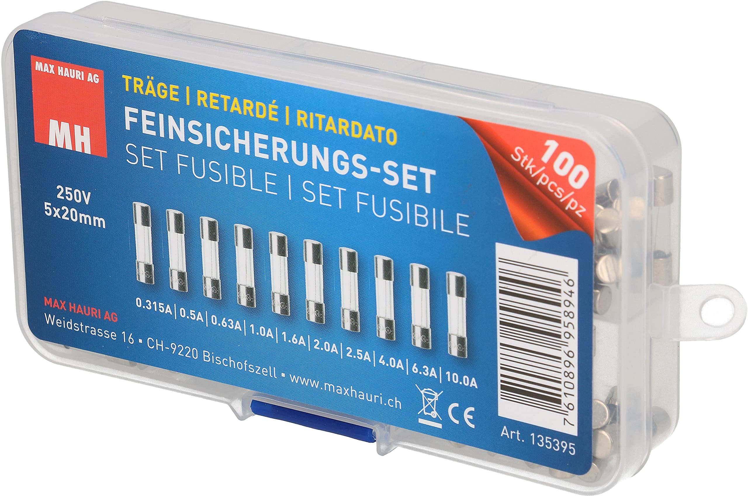 Feinsicherungs-Set 5x20 mm (träge), 100 Stück