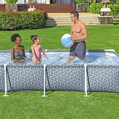 Vista 13 de Bestway Steel Pro - Juego de piscina rectangular sobre el suelo de 12 x 6 pies 7 pulgadas x 26 pulgadas con forro DuraPlus y sistema FrameLink, gris