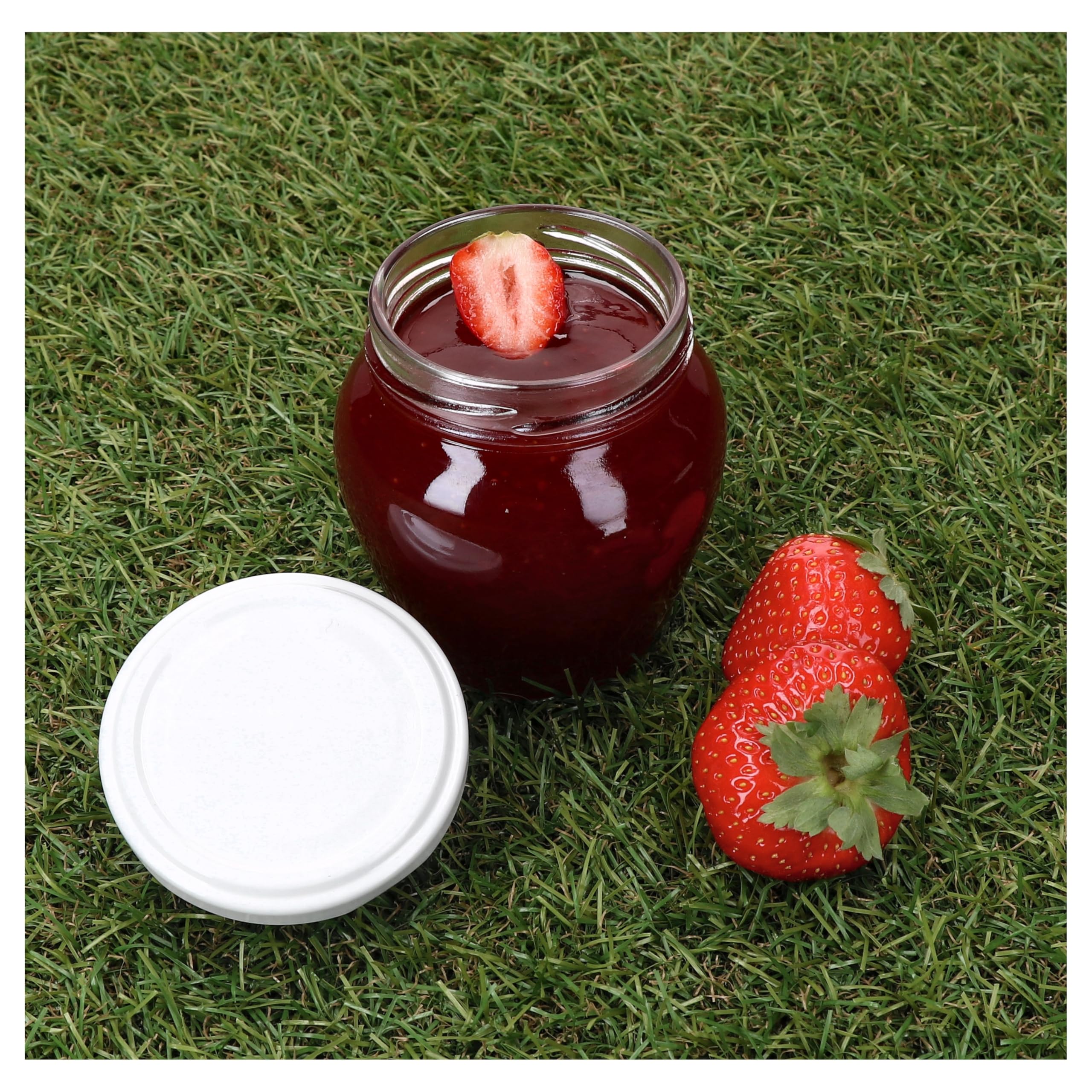 Lot de 75 pots à confiture MamboCat 212 ml + couvercles Twist-Off jusqu'à 63 Blanc.