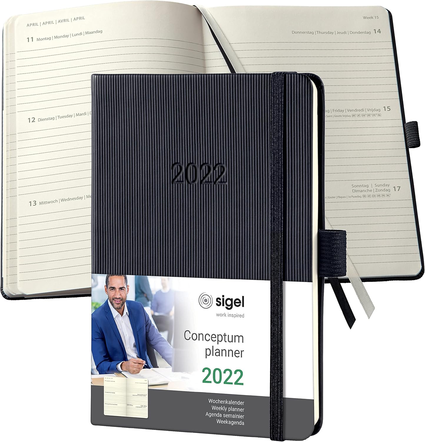 Sigel C2213 Conceptum Weekly Planner 2022-10,8 x 15,1 cm - hardcover - 176 Pages - Black, ca. A6