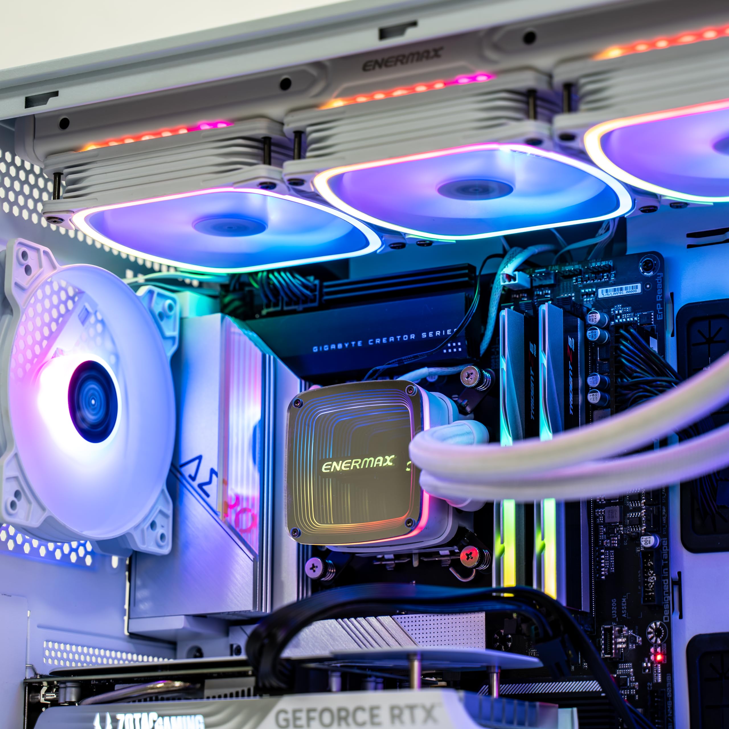 Boîtier PC Gamer MarbleShell MS31 Blanc + 4 Ventilateurs ARGB PWM et Support VGA Inclus