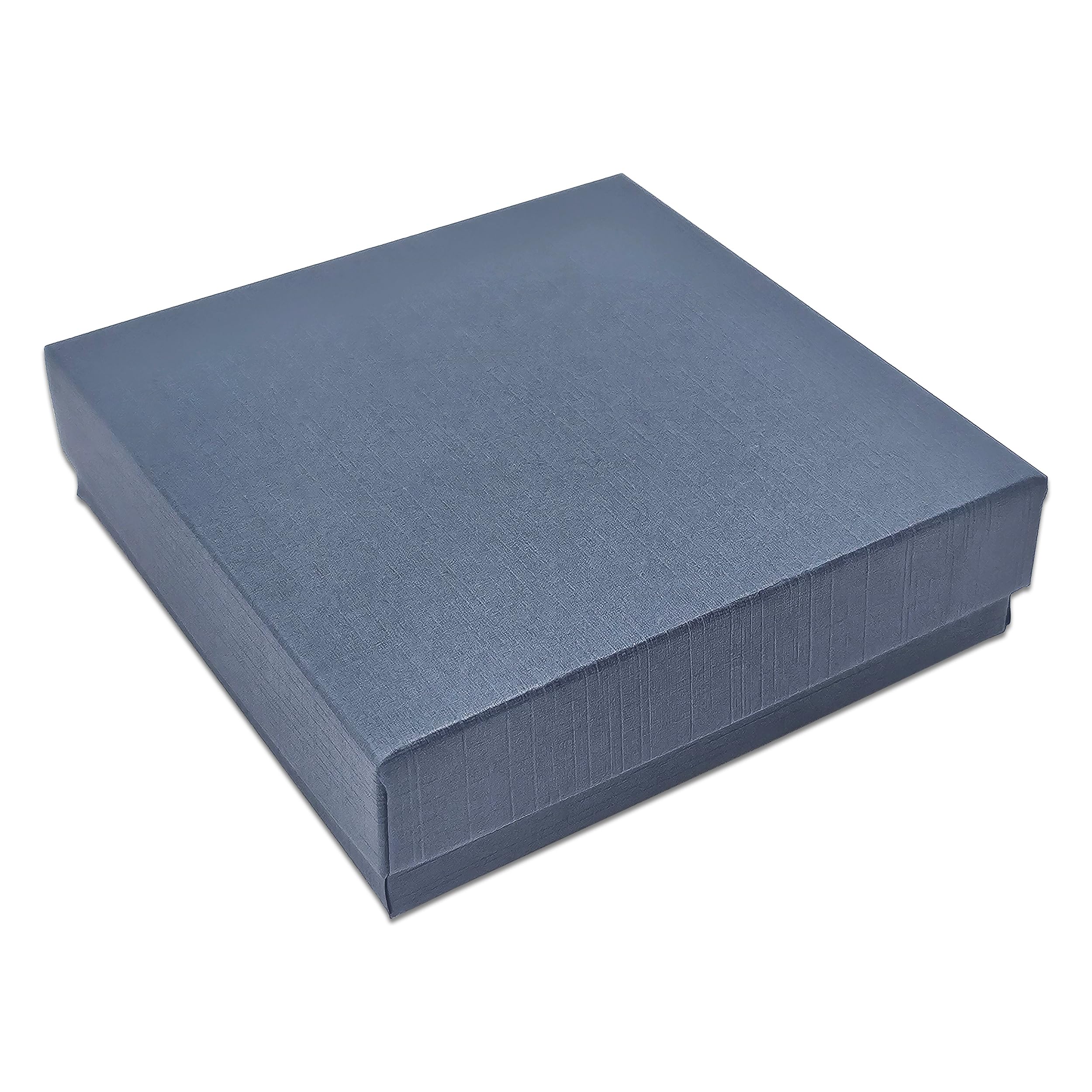 TheDisplayGuys - 25-Pack #33 Cardboard Linen Paper Jewelry Gift Boxes w. Cotton Padding - Blue (3.5" x 3.5" x 1.0")