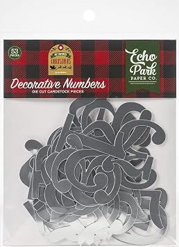 Echo Park Paper Company Silver Foil Decorative Numbers ephemera, gold, red, green, black