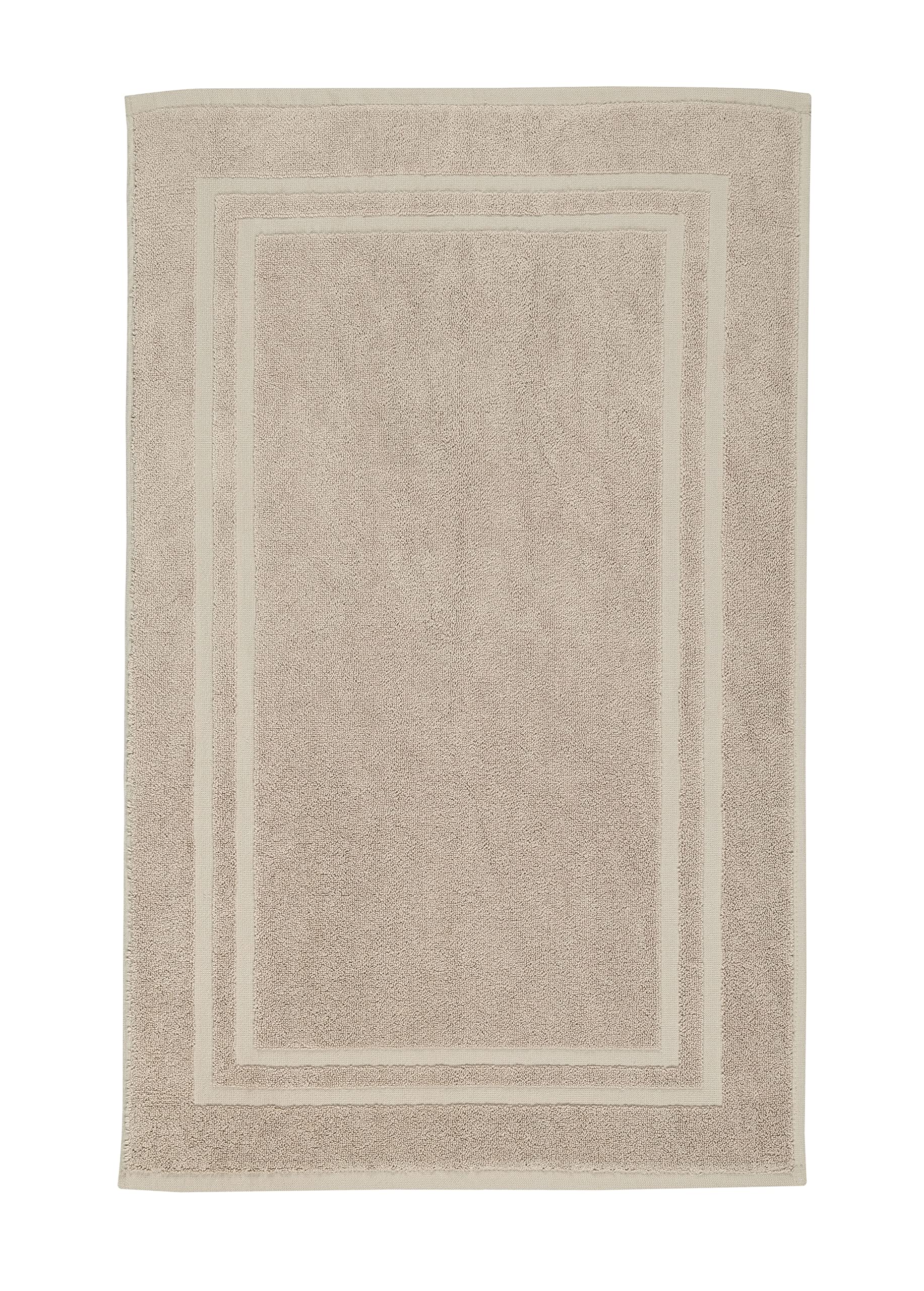 La Maison 100% Cotton Super Soft and Absorbent Bath Mat Shower Mat 50cms x 80cms Hotel Frame Stripe Border (Stone) โ image 1