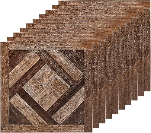 uxcell Adhesivos para despegar y pegar, 10 calcomanías autoadhesivas de grano de madera de 12 x 12 pulgadas, azulejos esmerilados mate para cocina,