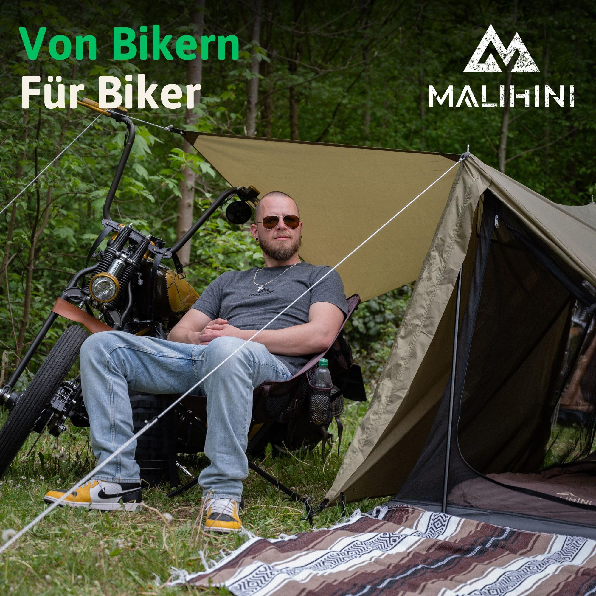 MALIHINI Borsa da moto per sissybar e portapacchi [schienale + MOLLE] 50 l, Dry Bag impermeabile per motociclisti | Sacca e come zaino | Campeggio e borsa da viaggio Bikepacking
