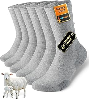 3-Pack Merino Wool Thermal Hiking Crew Socks - Thick, Cushioned & Moisture-Wicking