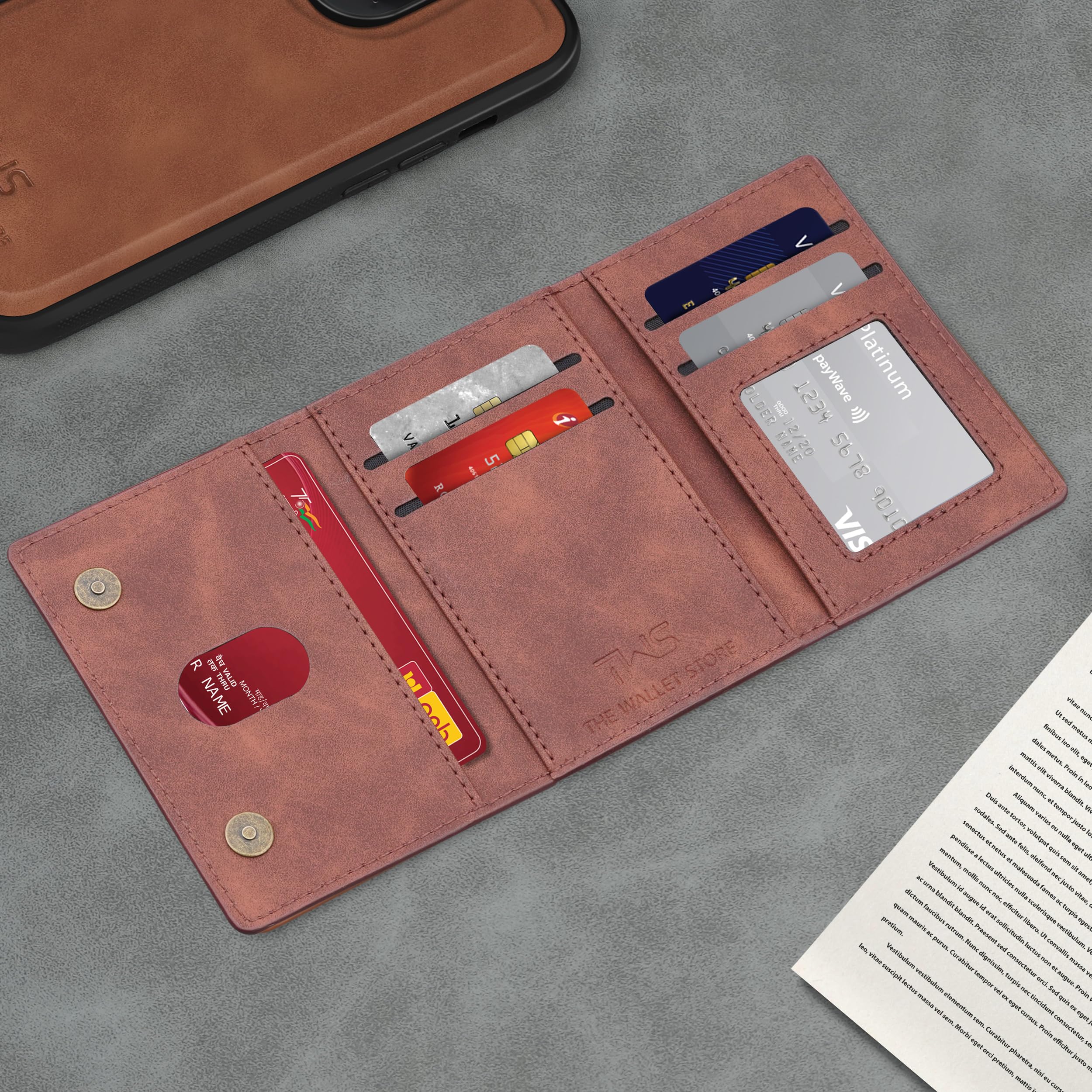 The Wallet Store Magna Suede Vegan Leather Cardholder (Brown)