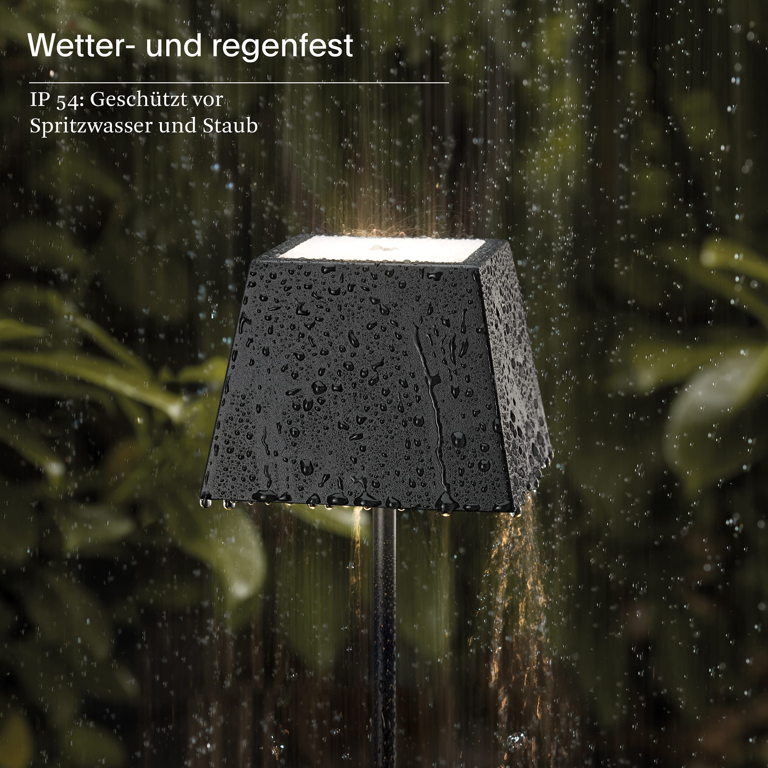 SIGOR Nuindie 1.0 eckig LED Akku-Tischleuchte, nachtschwarz | Dimmbar • Indoor & Outdoor • IP54 • 37 cm • Easy Connect • 12 h Leuchtdauer