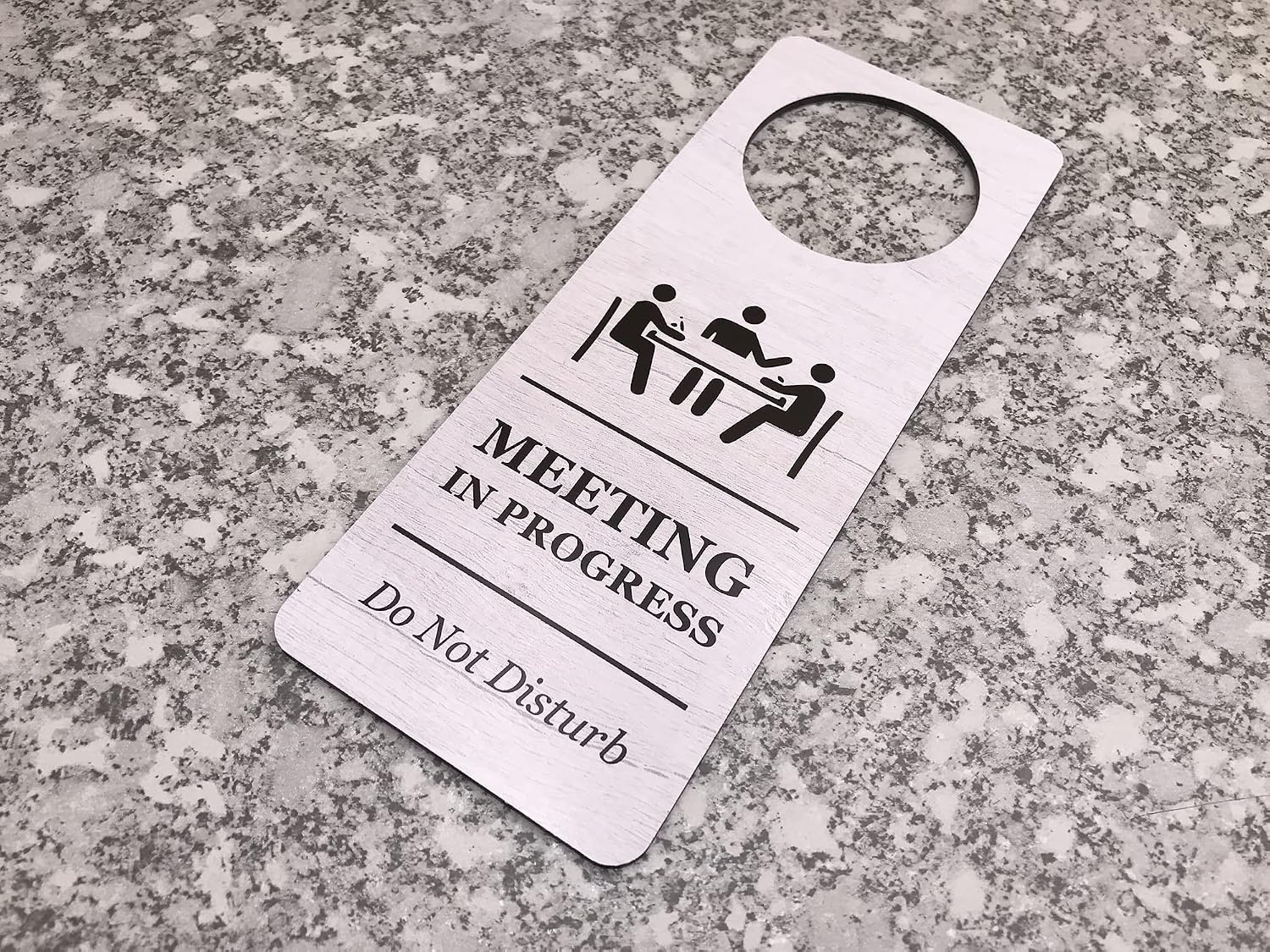 Do Not Disturb, Meeting in Progress Door Hanger Sign, 3mm ACM UV Printed, 230 x 90 mm with 63.5 mm Handle Hole - Image 4