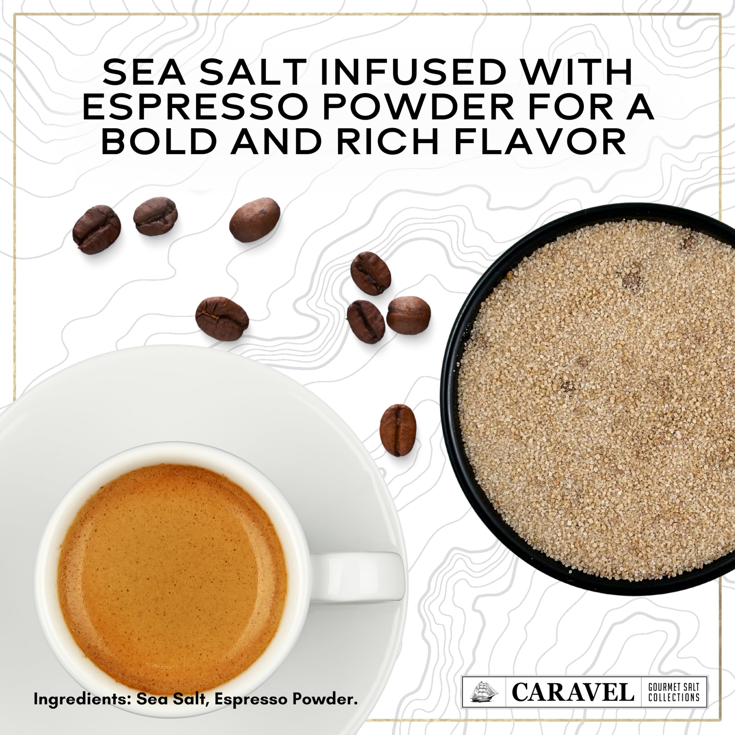 Espresso Infused Sea Salt with Bold and Rich Flavor – Premium Infused Salt that Bring Earthy Flavor – Espresso Gift for Coffee Lovers – 4 oz Jar by Caravel Gourmet