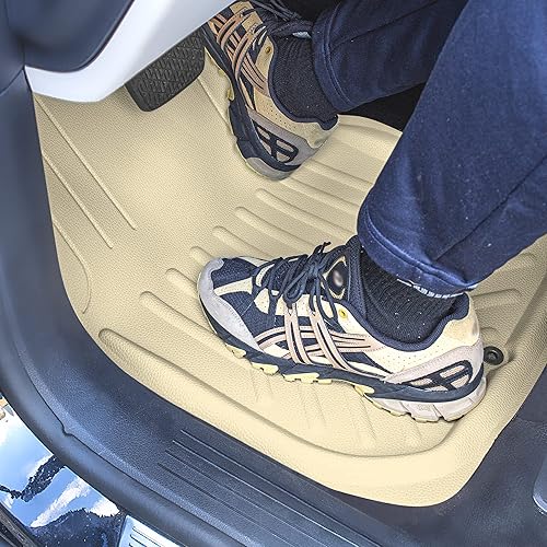 Miniatura 2 de FH Group Alfombrillas de piel sintética para platos profundos, color beige, ajuste universal, juego de 4, tapetes de automóvil recortados para la