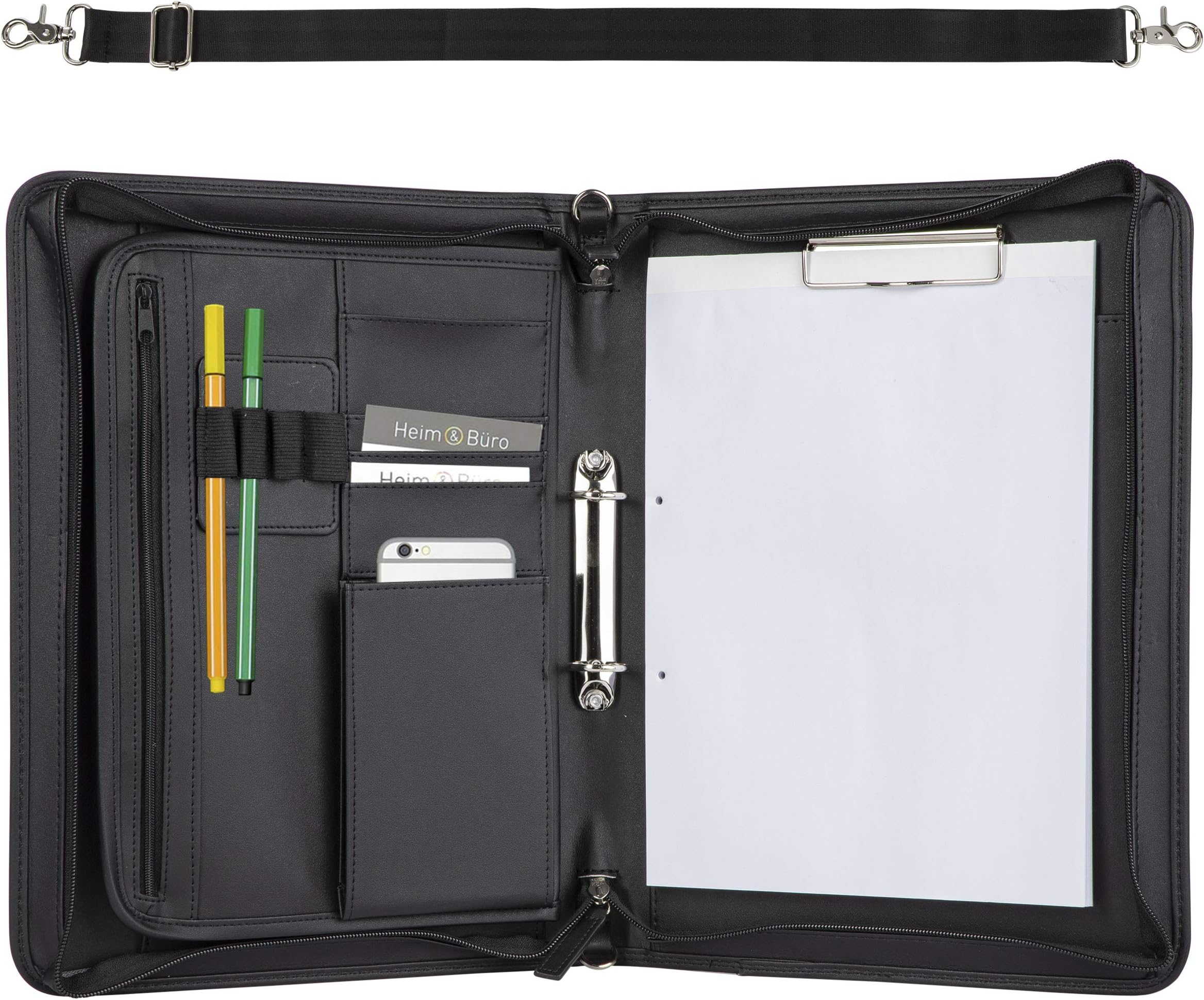 Wedo 058601 Serviette Classeur A4 Polyester Noir – Porte-Documents Avec Compartiments