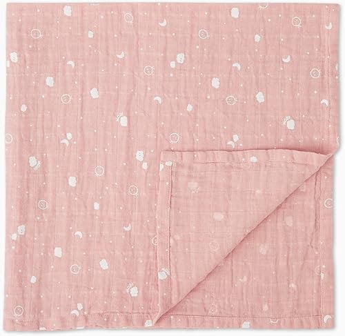 MORI Bebé Niños y Niñas Paño de muselina prelavado 29.5 x 29.5 in en rubor 100% algodón transpirable unisex manta de recepción infantil Regular