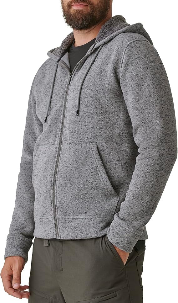 BASS OUTDOOR Men's Sherpa Lined Hood Zip-up Jacket, Gargoyle