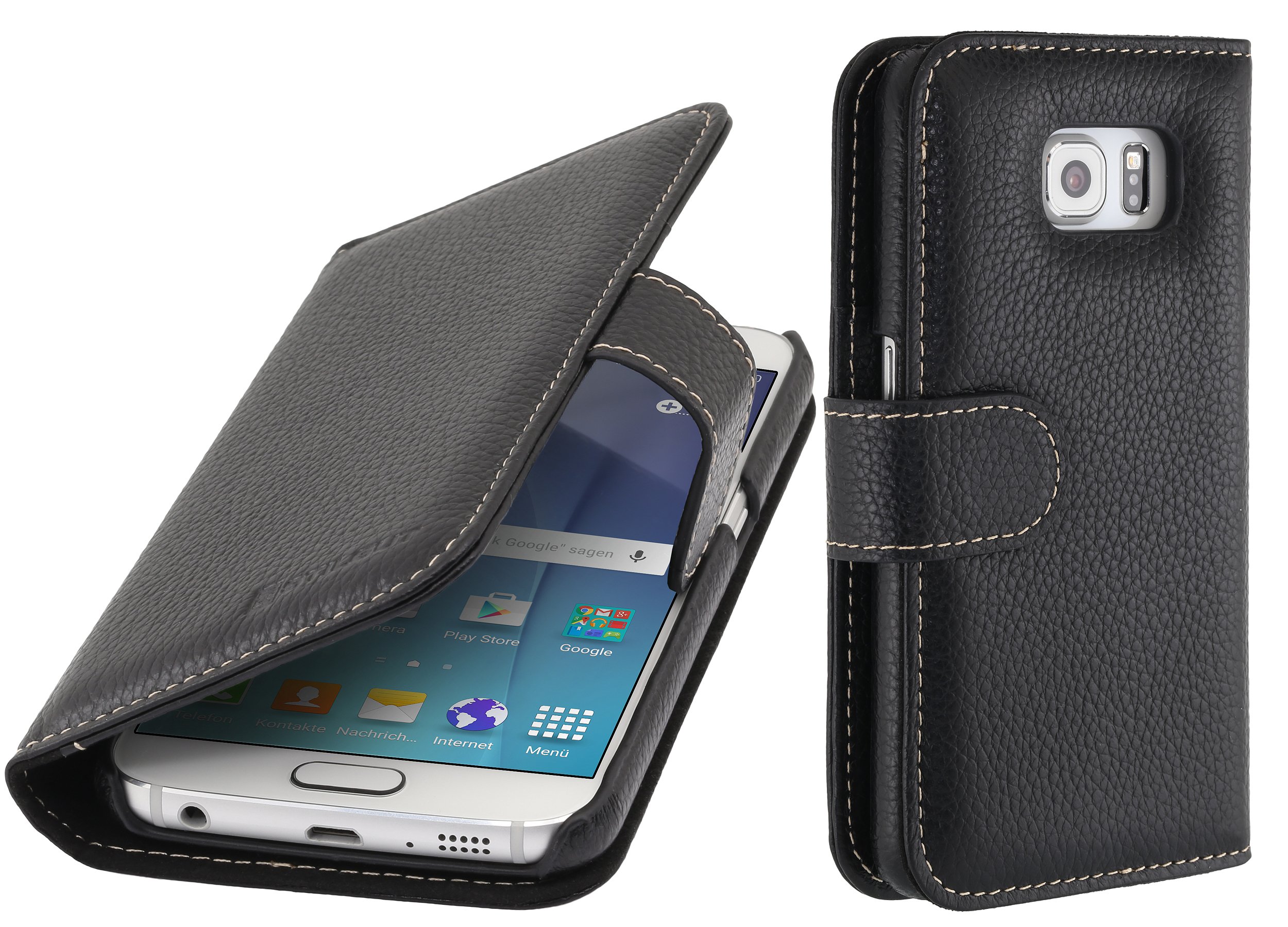 Amazon.com: StilGut Talis, Genuine Leather Wallet Case, Cover for for  Samsung Galaxy S6, Black : Cell Phones & Accessories
