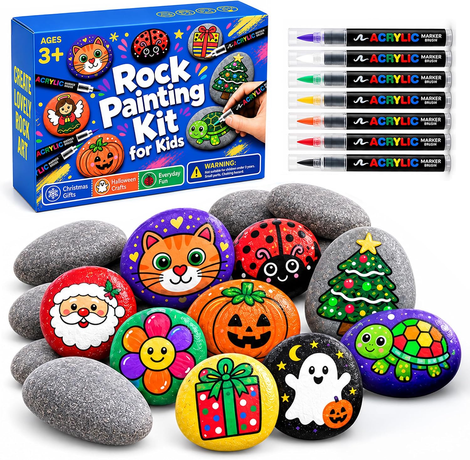 Rock Painting Kit for Kids, Arts and Crafts for Kids Ages 3-12