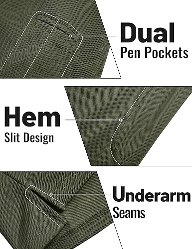 Miniatura 3 de TACVASEN Polo de manga larga para hombre, secado rápido, táctico, rendimiento de golf, cuello de trabajo, informal, absorbe la humedad