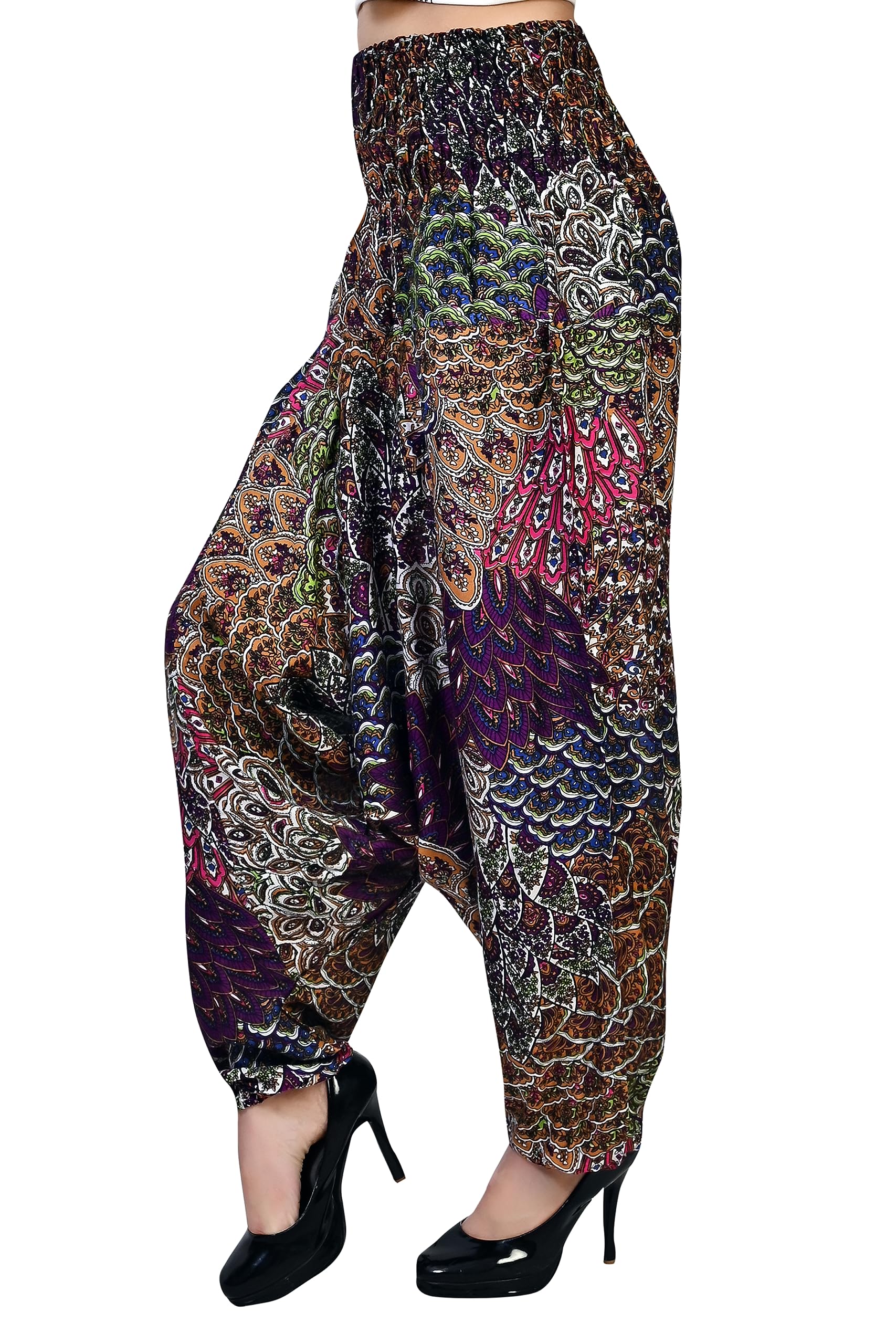 Women's Printed Rayon Harem Regular Fit Ant/Afghani Pant/Palazzo/Pyjama/Jump Suit/Patiyala Salwar (Lds11158) Multicolour, Mid Rise, Medium-image-7