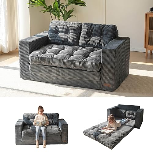 MAXYOYO Convertible Sofa Bed, Pull Out Loveseat Sleeper Sofa, 2