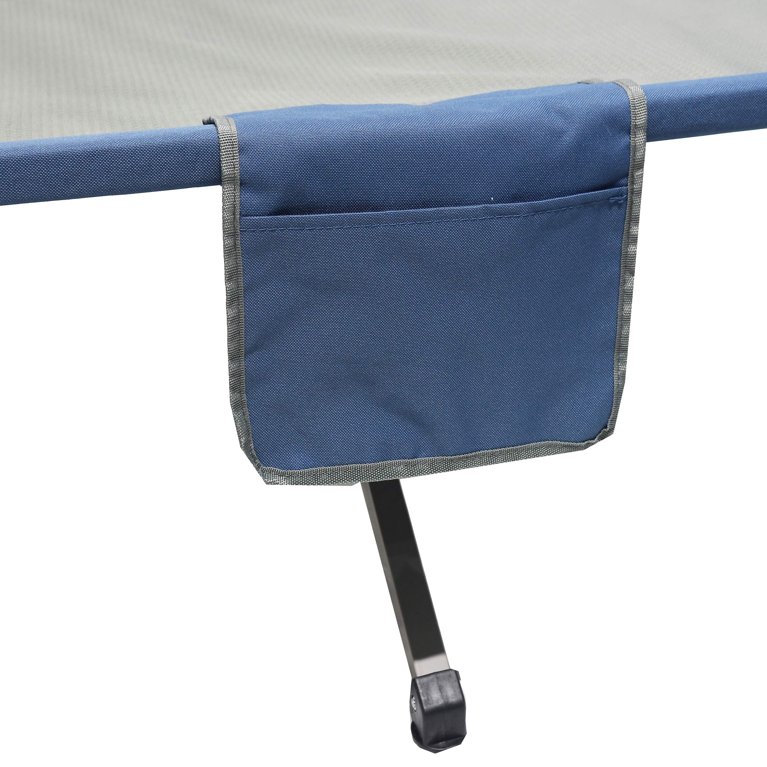 Homecall - Cama de camping plegable con bolsillo lateral (gris/azul)