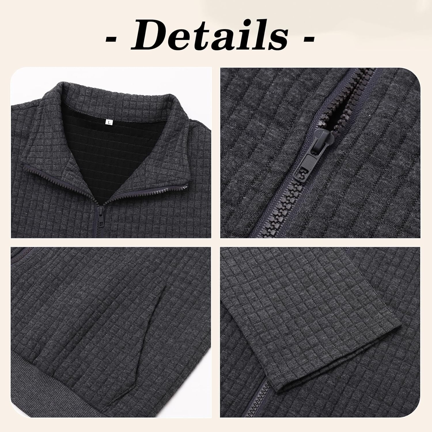 Oymyakon Men's Lightweight Varsity Jacket Spring Casual Stylish Bomber Jacket Waffle Zip Up Coat with Pockets - Image 5