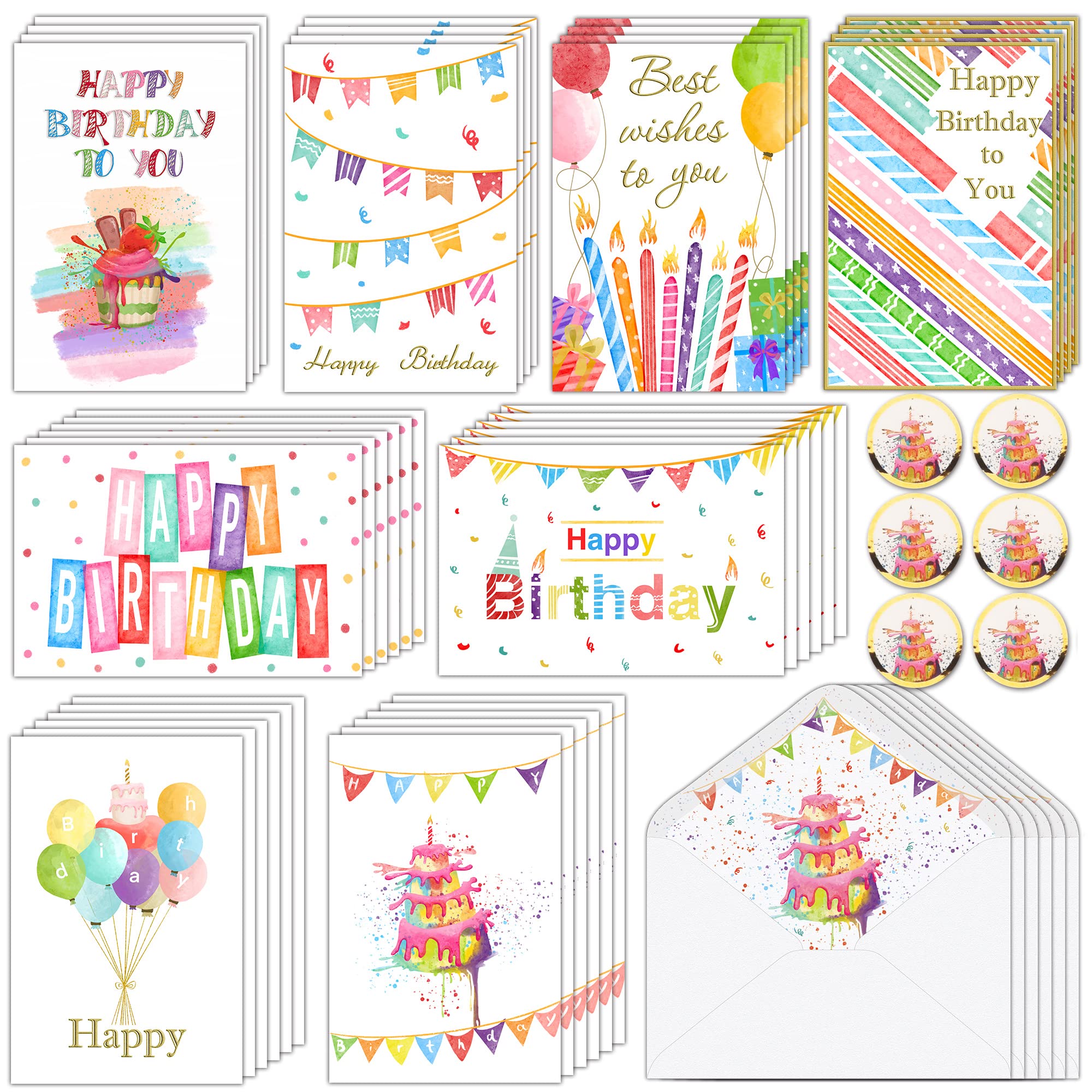 Buy Birthday Cards Assortment 48 Gold Foil Blank Happy Birthday Card