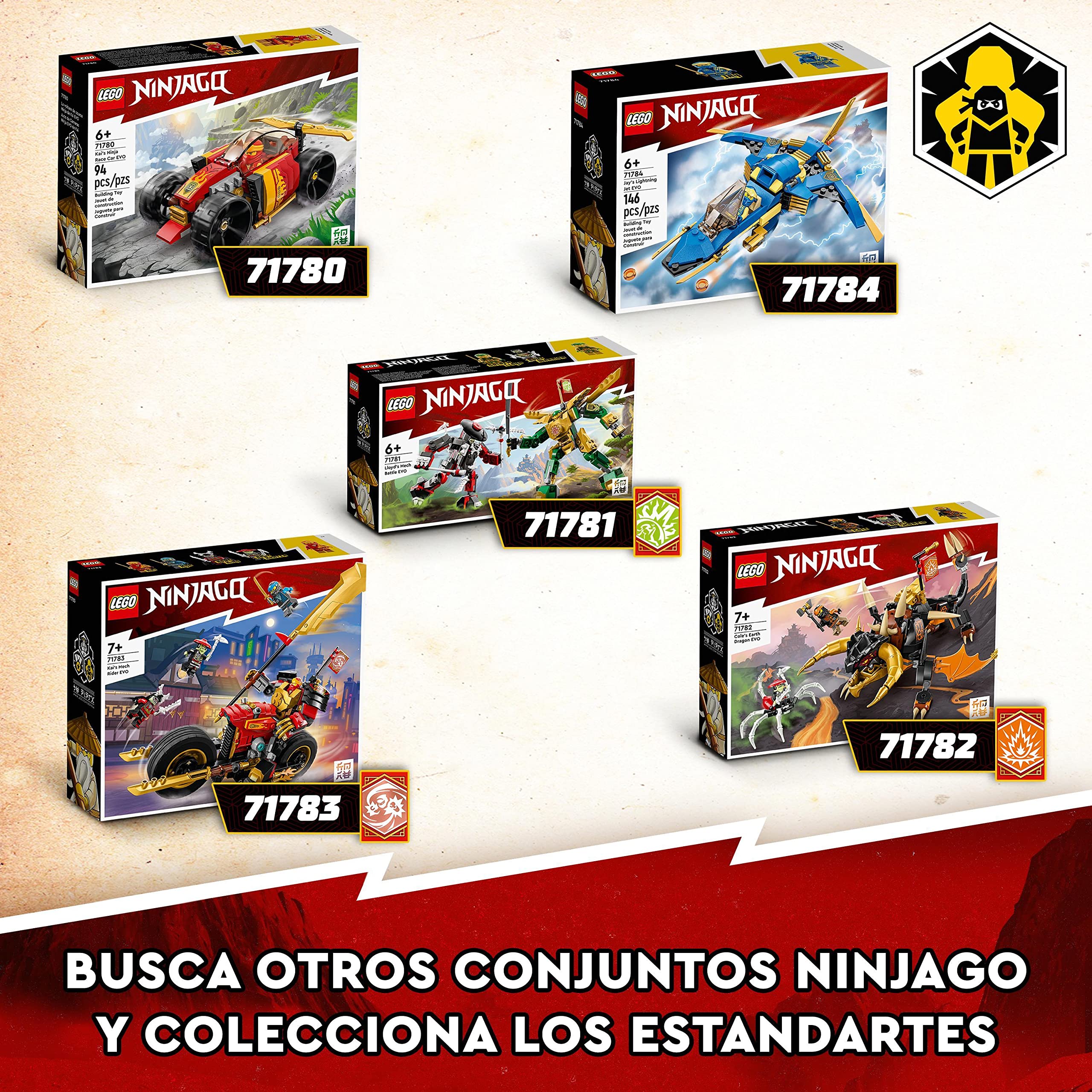 LEGO Ninjago Moto-Meca EVO de Kai, Moto Ninja de Juguete y Figura de Acción Articulada, Minifiguras de Guerreros, Juego de Batalla para Niños y Niñas de 7 Años o Más 71783