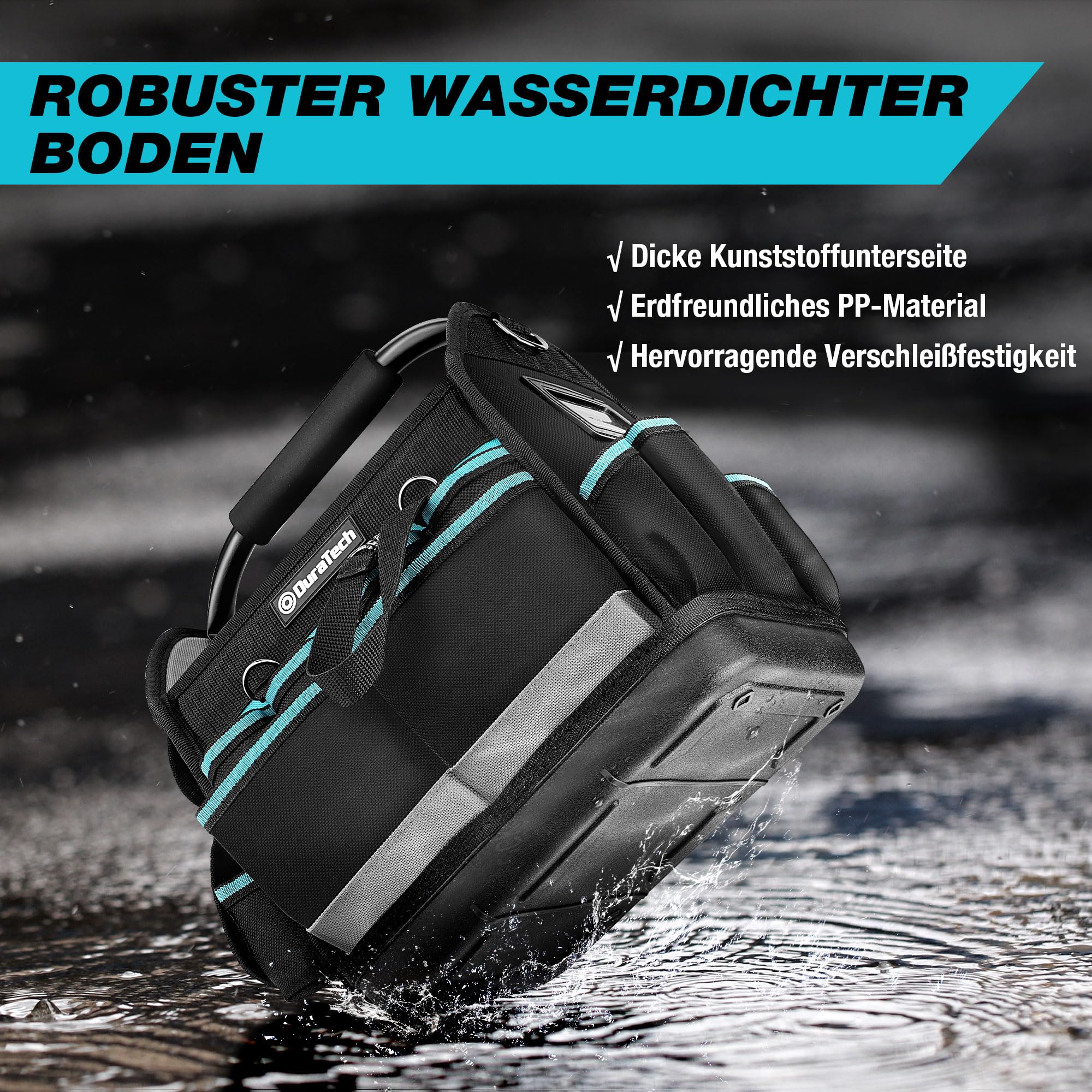 DURATECH Werkzeugtasche Elektriker 30,5cm, 900D Polyester, Große Öffnung