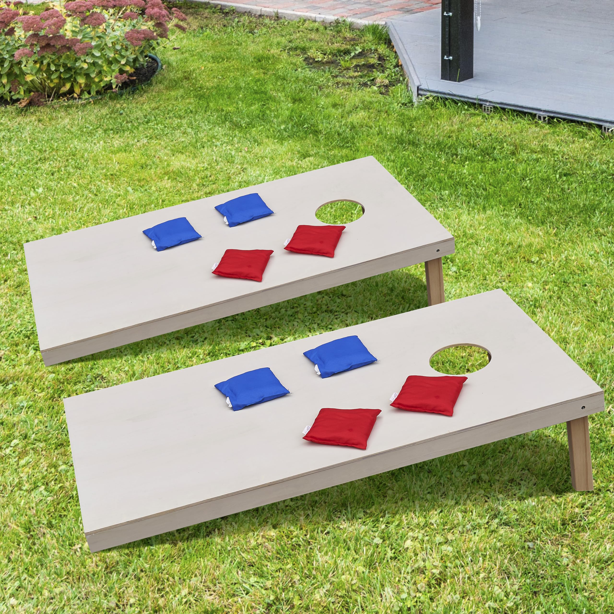 Wooden Cornhole Boards Set 4 x 2'', Portable Outdoor Yard Cornhole Game with 2 Wooden Cornhole Boards 8 Corn Hole Toss Bags and Bean Bags for Adult (Set of 2)
