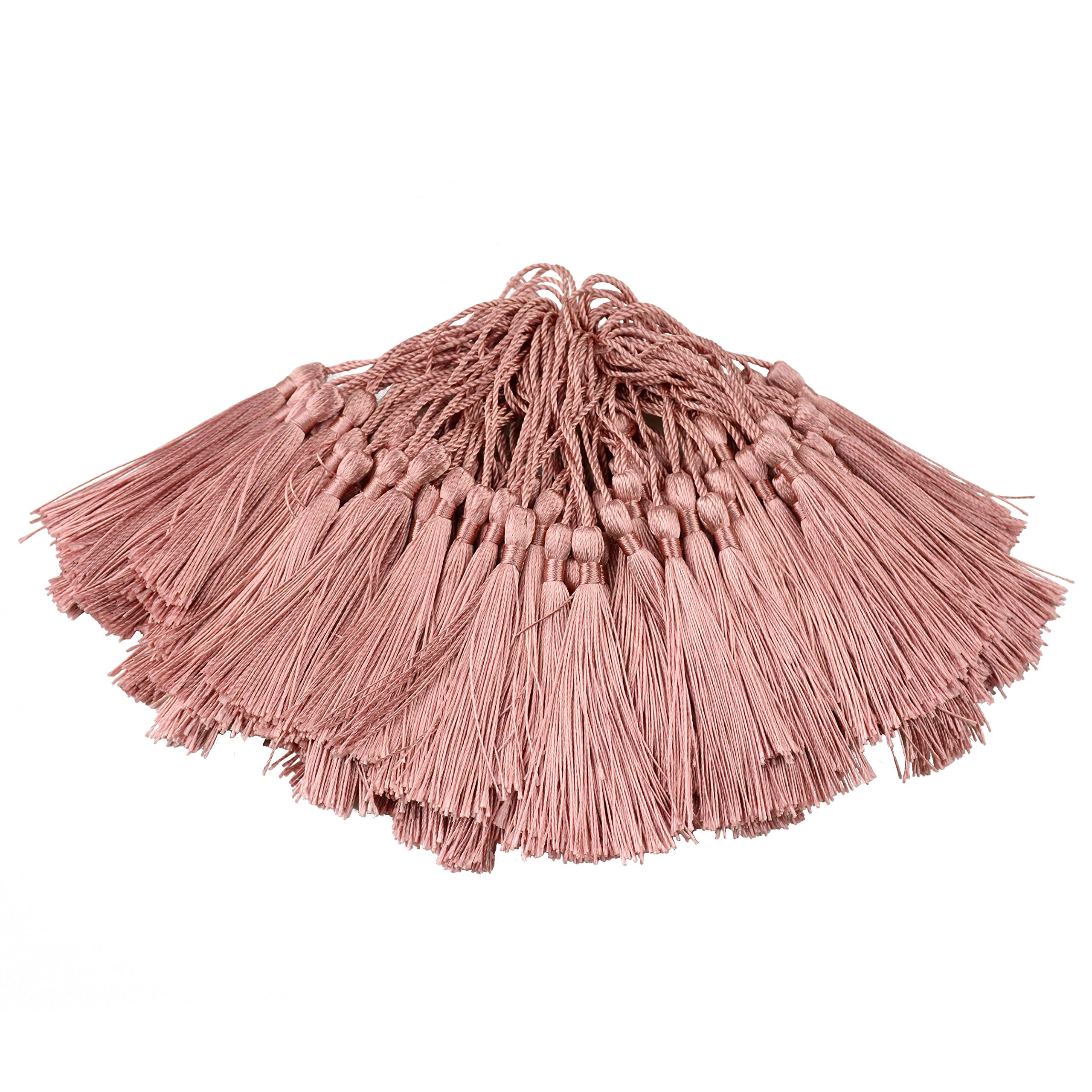 100Pcs 5 Inch Silky Bookmark Tassels for Jewelry, Souvenir(Peel Powder)