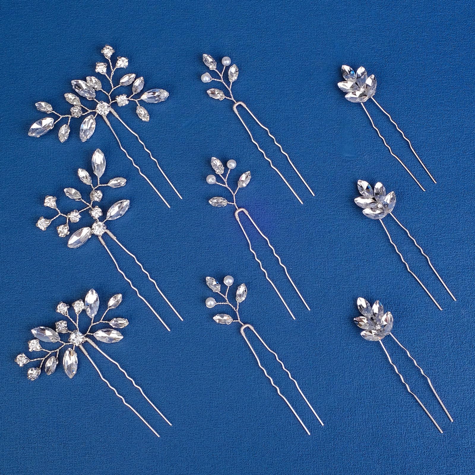 9 Stück Hochzeit Haarnadeln für Braut Silber Strass Haarnadeln Hochzeit Haarschmuck für Bräute Brautjungfern Frauen Mädchen