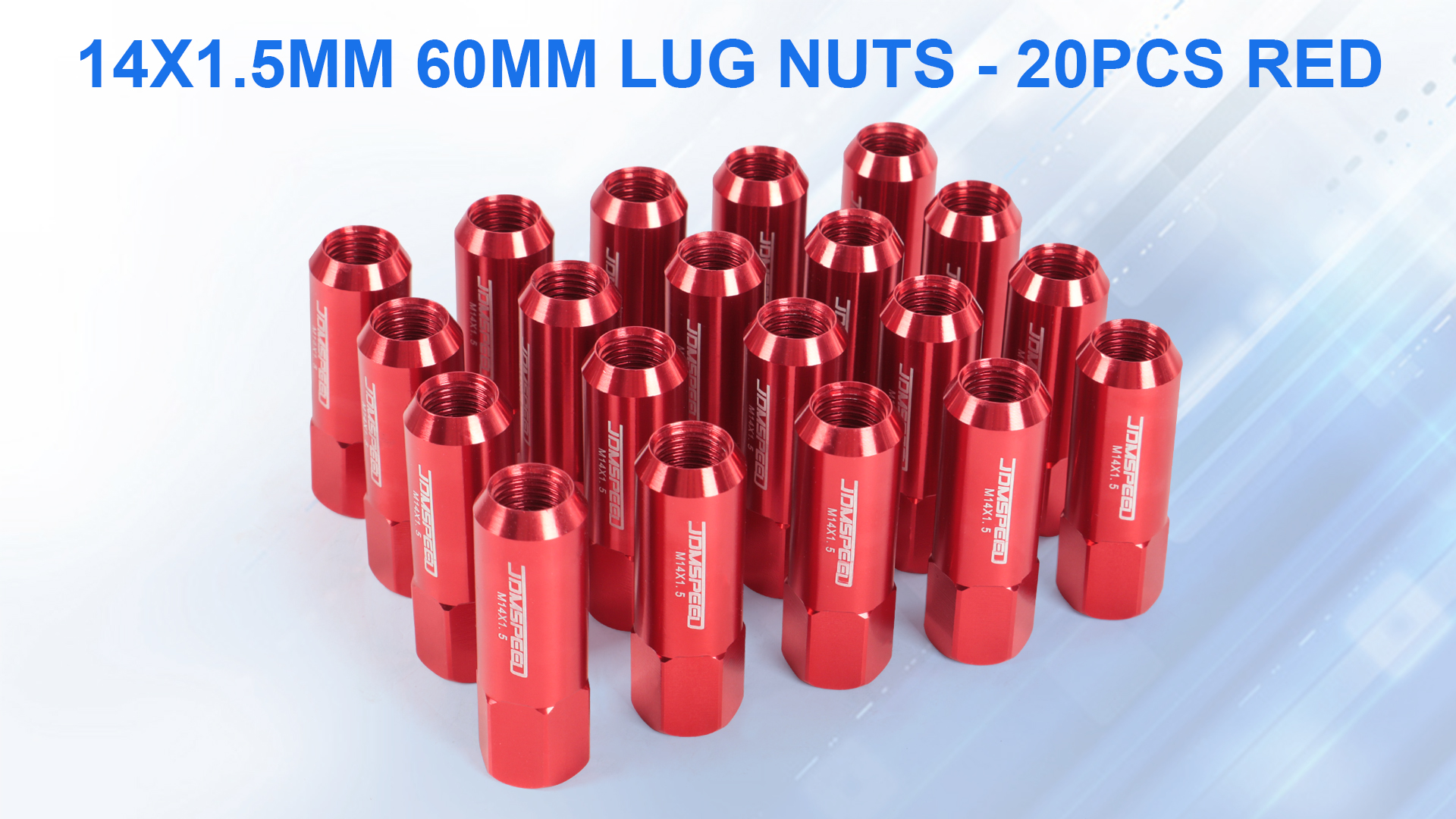 Image of JDMSPEED New Red 20PCS M14X1.5 60MM Extended Forged Aluminum Tuner Racing Lug Nut