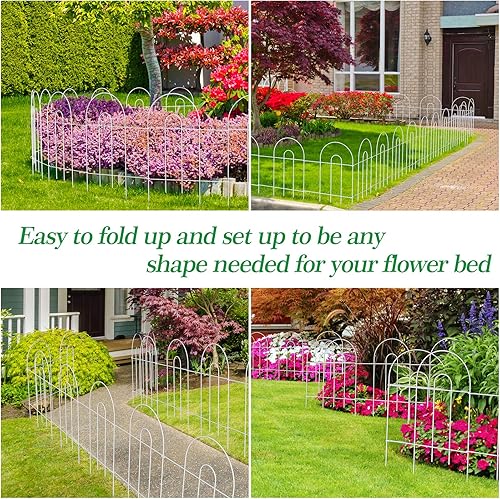 Miniatura 4 de Valla decorativa Amagabeli para jardín, acero inoxidable, alambre de hierro verde, plegable, panel ornamental, borde limitante, para patio, cama de