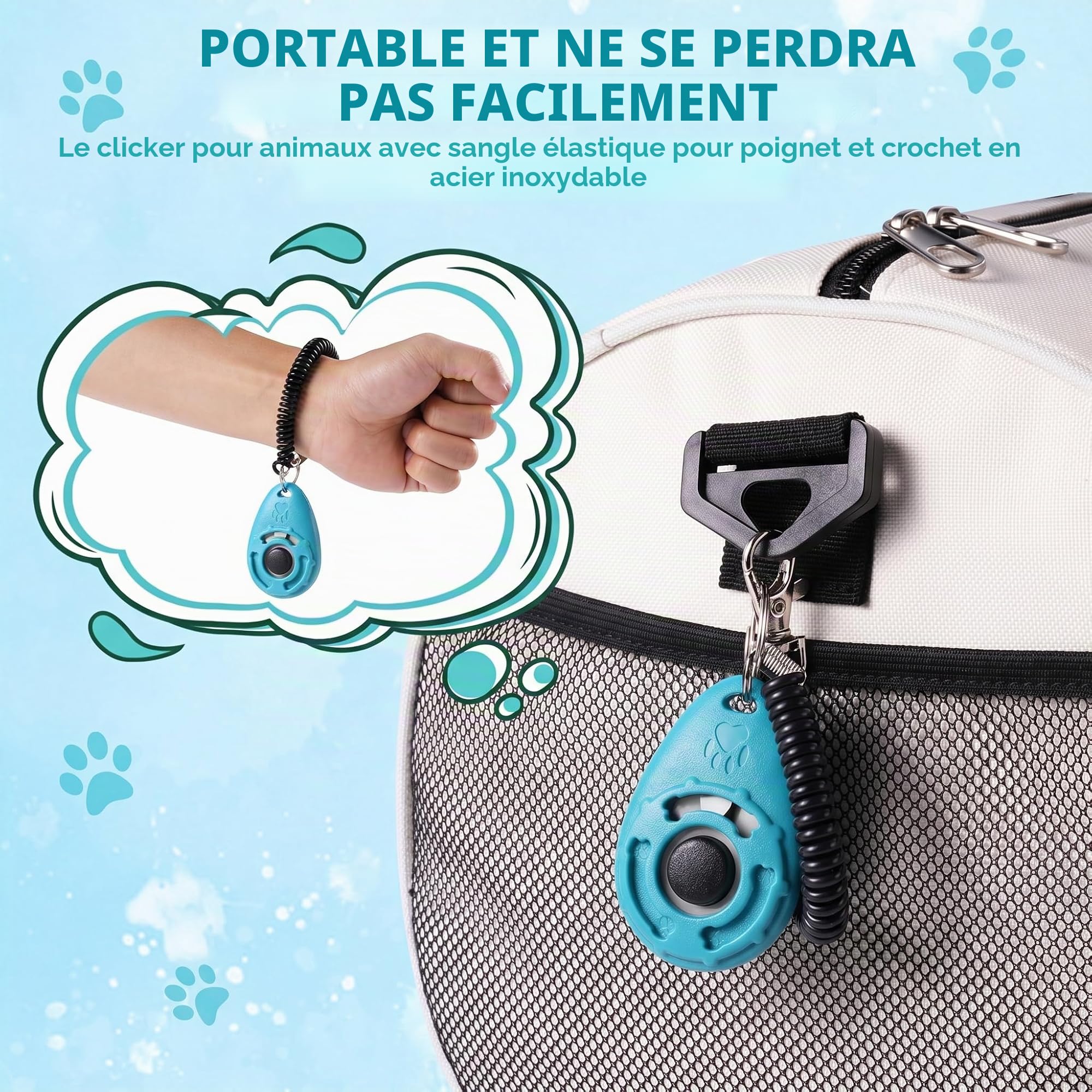 Clicker de Dressage pour Animaux de Compagnie avec dragonne – Clicker de Dressage pour Chien (Nouveau Noir + Bleu)