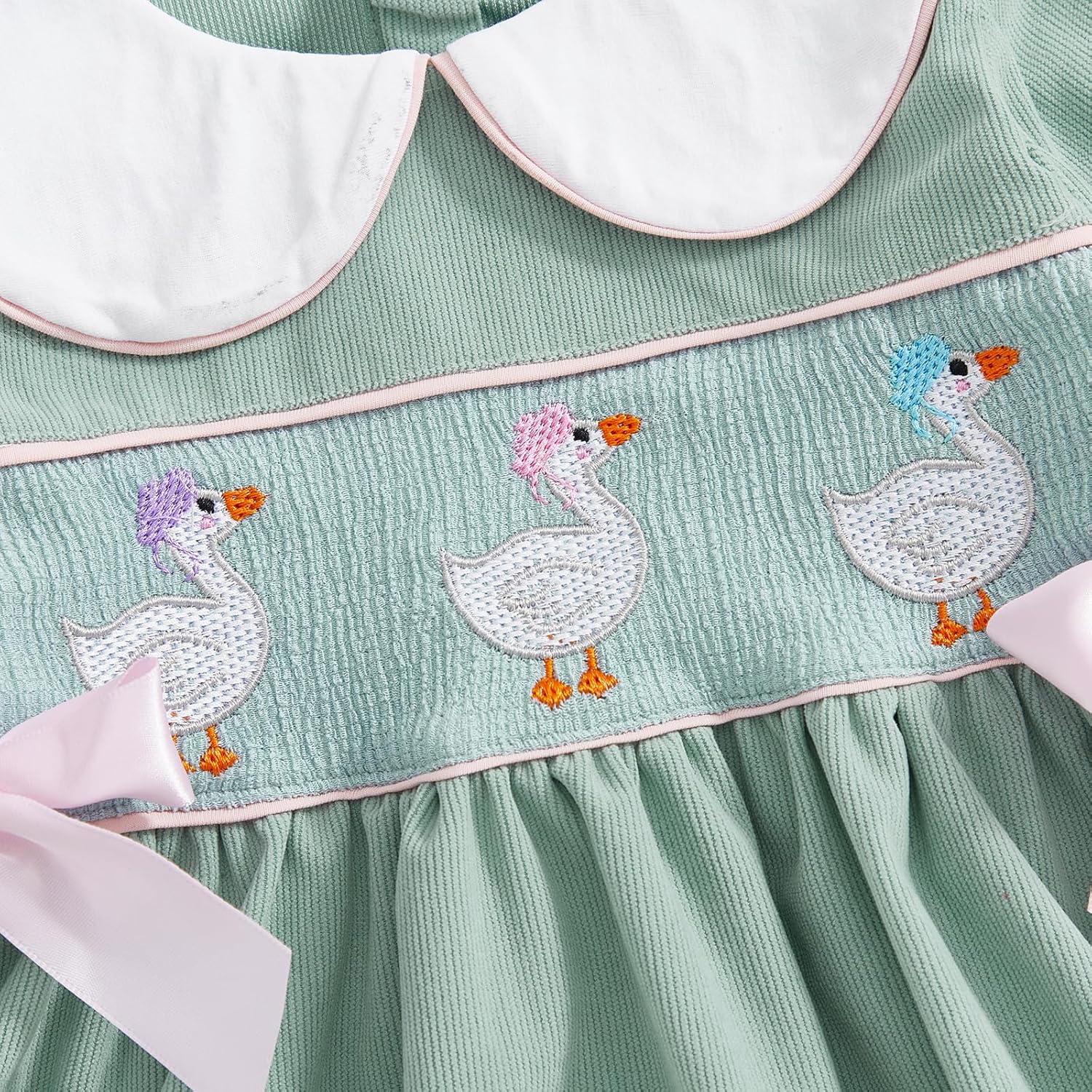 Toddler Baby Girl Silly Goose Smocked Dress Long Sleeve Fall Dresses Cute Little Girls Princess Goose Outfit - Image 9