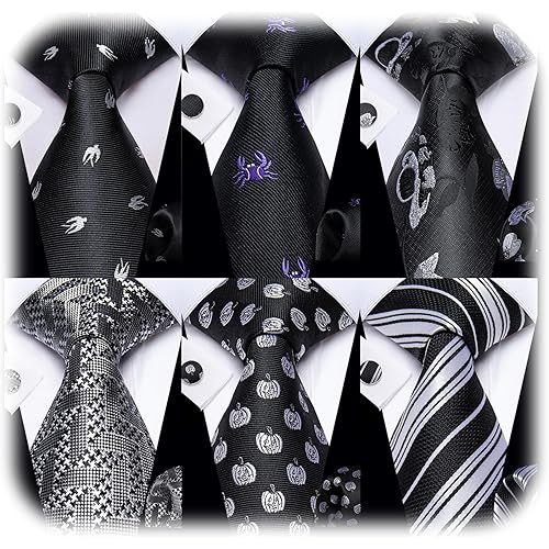 YourTies Men Ties Pack Silk Paisley Tie for Men Set FLoral Necktie with Pocket Square Cufflinks Wedding Business Party 6Pack