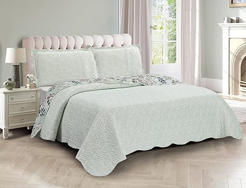 Miniatura 5 de Brilliant Sunshine Juego de edredón de 3 piezas con 2 fundas de almohada, reversible, suave y ligera, para todas las estaciones, tamaño King